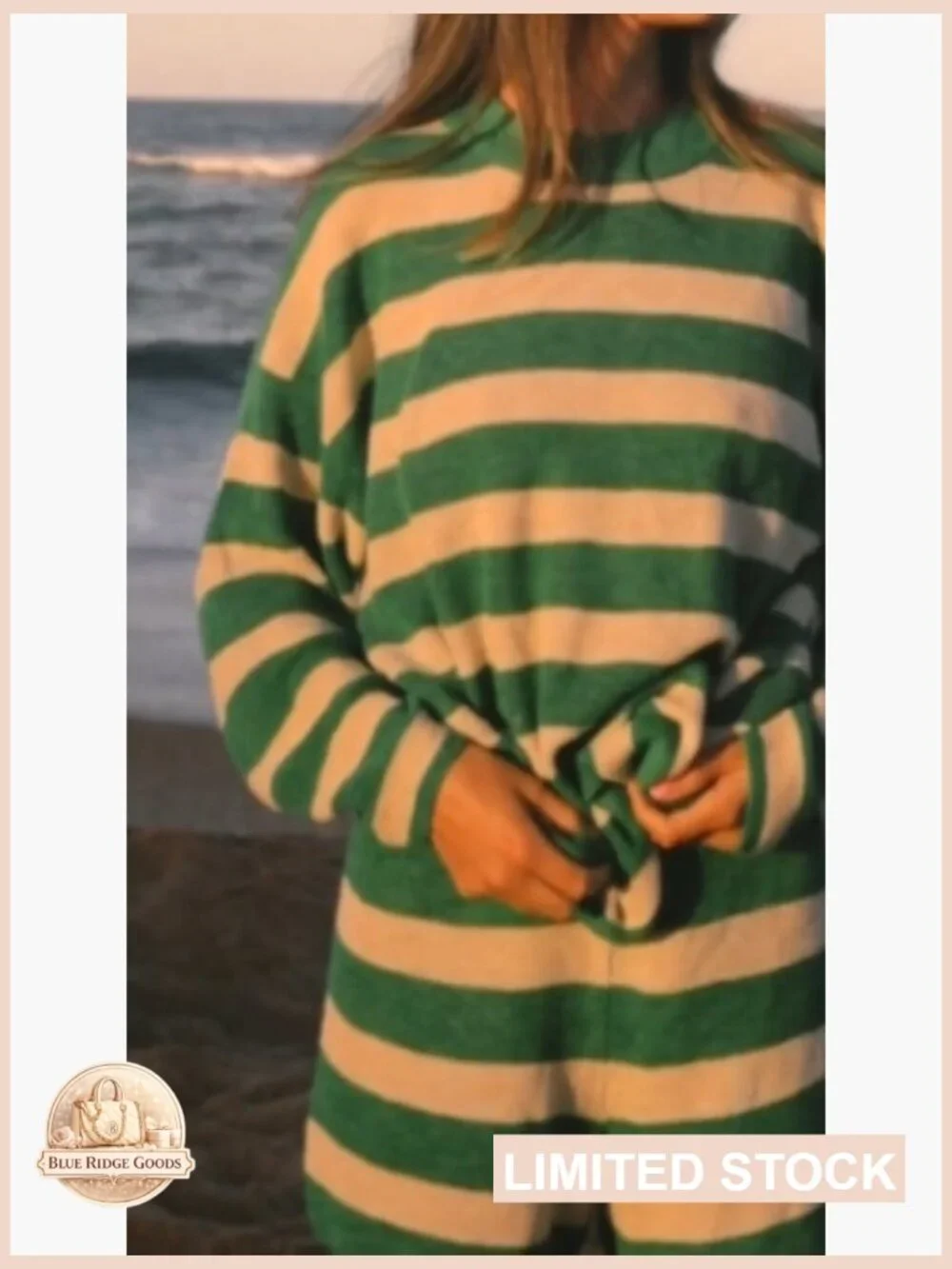 Oversized Striped Sweater Set Matching Pajamas Long Sleeve Top and Comfy Shorts